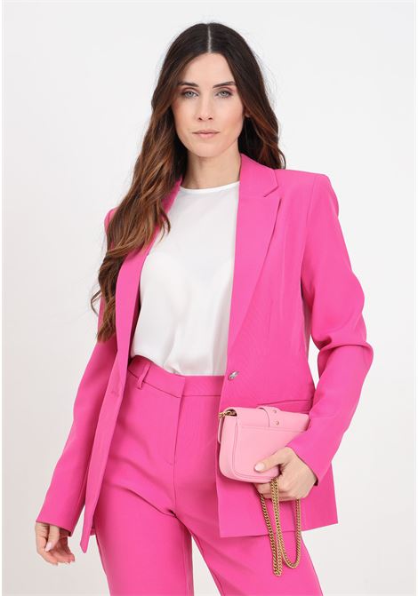 Single-breasted fuchsia women's blazer with silver logo button ONLY | 15311118Raspberry Rose